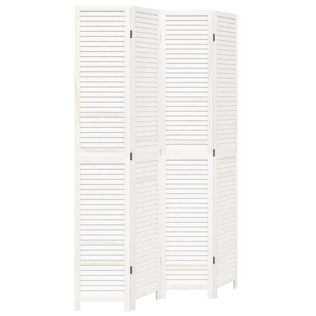 vidaXL Biombo separador de 4 paneles madera maciza Paulownia blanco