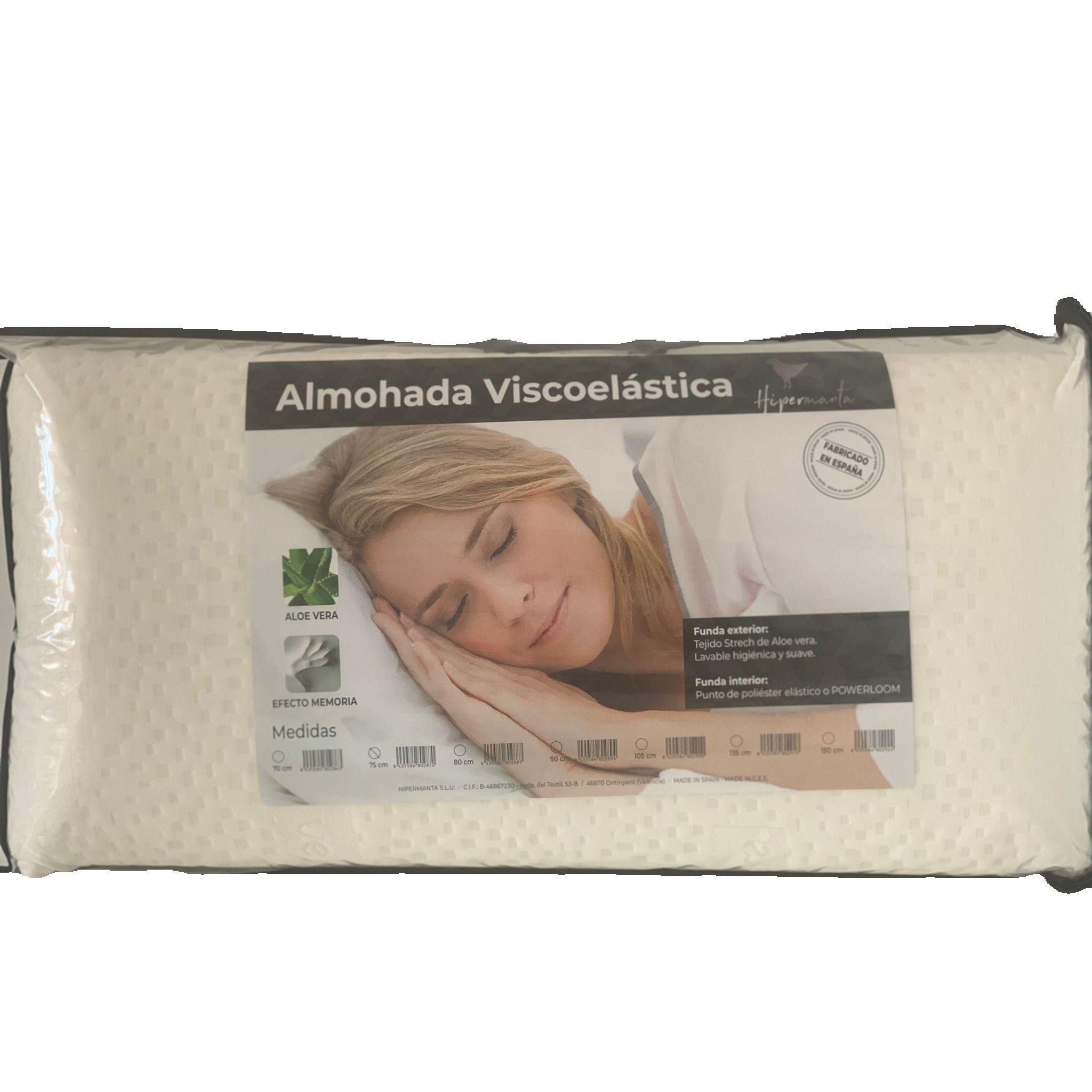 HIPERMANTA. Almohada VISCOLÁSTICA tejido STRECH de Aloe Vera. Termoregulable y adaptable. Incluye una funda con cremallera en tejido ALOE VERA.