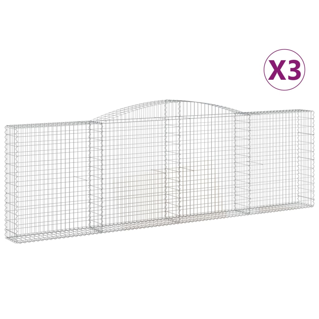 Vidaxl Cestas de Gaviones Forma de Arco Hierro 400 X 30 X 40/60 Cm