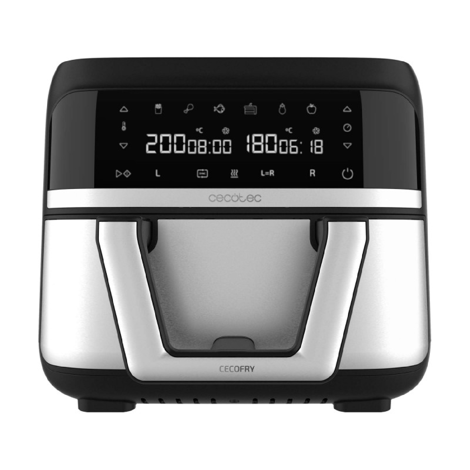 Cecotec Freidora de Aire sin Aceite 9L Divisible en 2 Air Fryer Cecofry Dual 9000. 2850W, Dietética y Digital, Panel Táctil