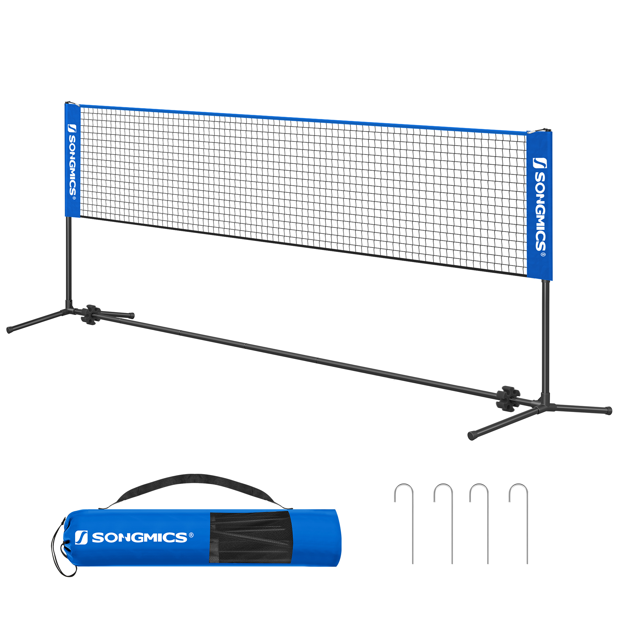 SONGMICS - Red de bádminton, Red de Voleibol, Postes Ajustables en Altura, Set portátil para Tenis