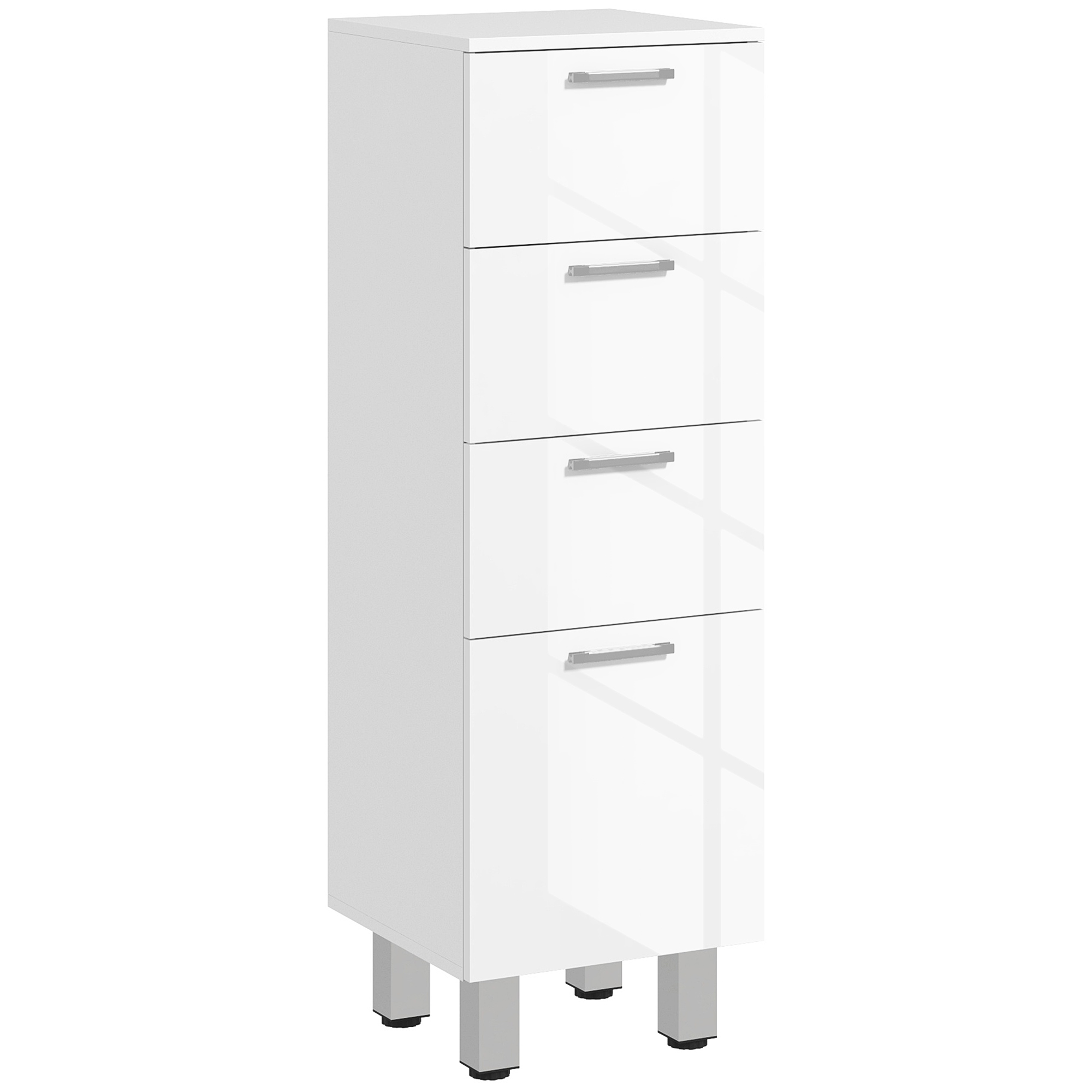 Kleankin Mueble Auxiliar Baño Moderno Armario De Baño Con 4 Cajones Y 4 Patas Mueble De Almacenaje Para Salón Dormitorio Antivuelco Carga 30 Kg 30X30X