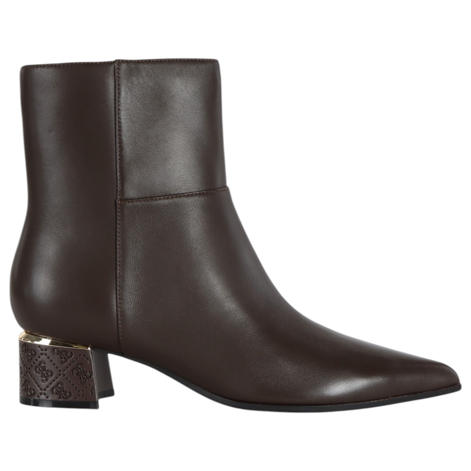 Tronchetto Donna Guess Lukkie Stivaletto Tacco 4 Cm Leather Brown