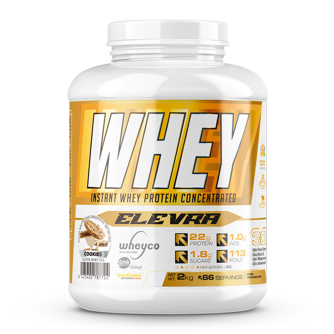 ELEVRA - 100% PRO Whey Protein 2kg / Esta fórmula superior de proteína de suero concentrada WHEYCO® se elabora mediante procesos de fabricación optimizados, directos al cliente final. Así se obtiene la máxima calidad al precio más competitivo del mercado