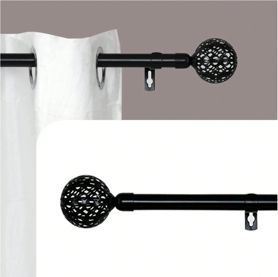 Barra de Cortina Extensible, Barra Universal Decorativa de Metal Color varios Blanco y Negro, Bola Red16-19 mm Diámetro, Tamaños 70-120/120-210/160-310cm