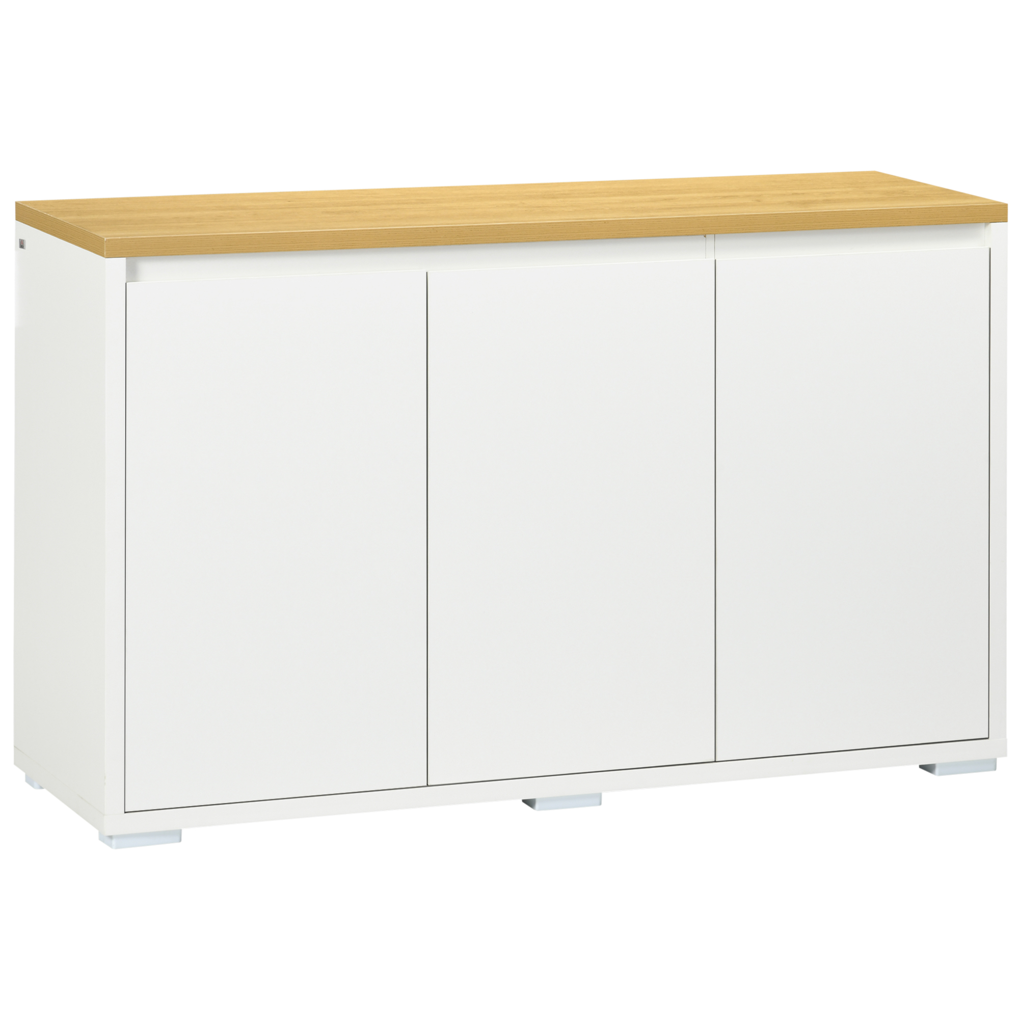 HOMCOM Aparador de Salón Armario de Almacenamiento Mueble Auxiliar de Cocina con 3 Puertas y Estantes Ajustables para Comedor Entrada 120x37x75 cm Blanco