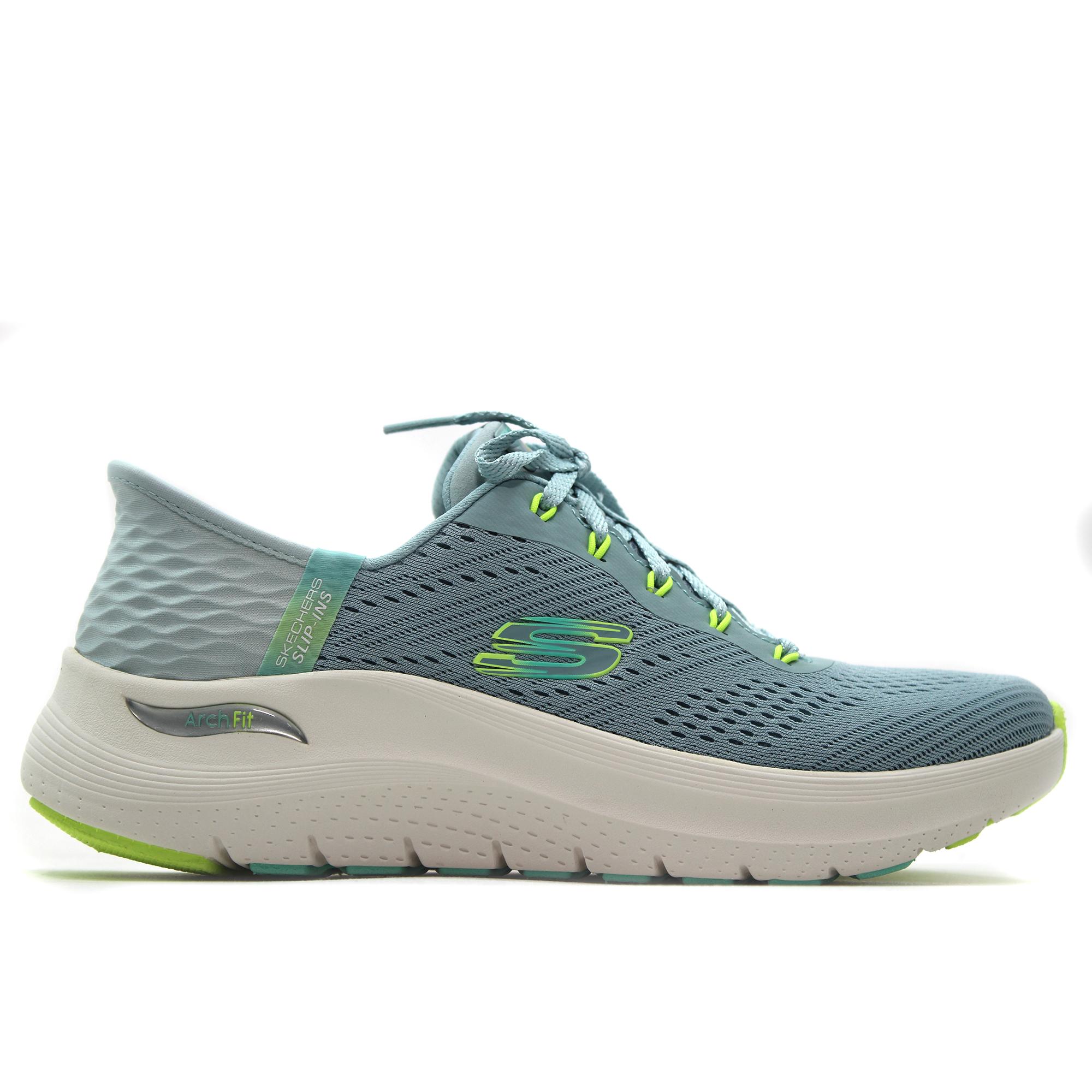 Skechers 150066 Zapatillas deportivas con cordones,suela blanca de goma,de tela,cordón elástico,sencilla,sneakers, para señora