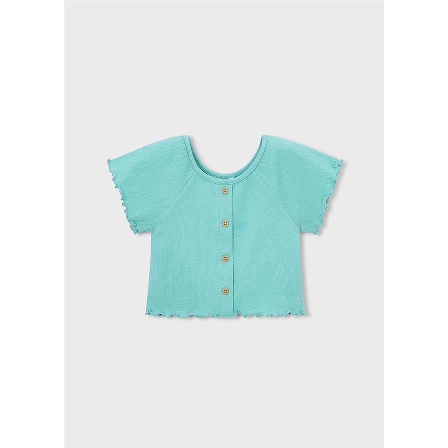 Mayoral - Camiseta de manga corta para niña color beige diseño básico cómodo ideal para uso diario y escuela