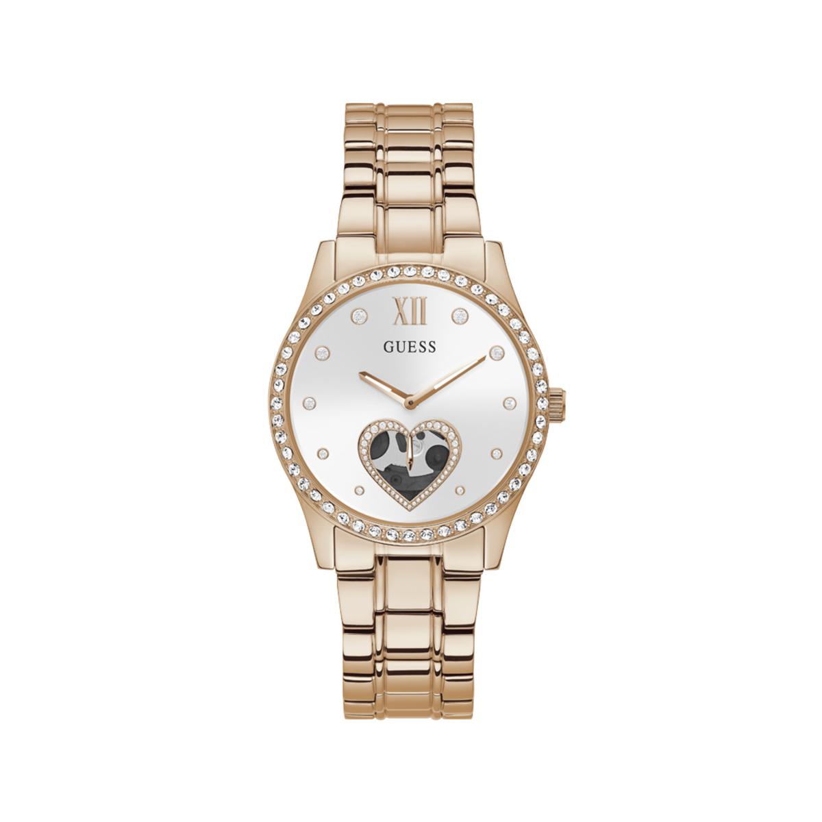 Guess Reloj Mujer Caja De Acero Pulsera Acero De Color Oro Rosa Resistente Al Agua 5 Atm Gw0380l3