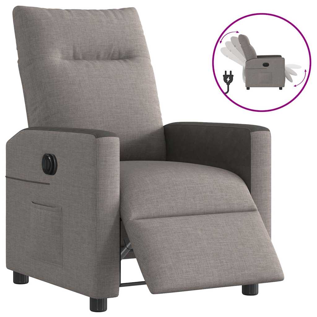 vidaXL Sillón reclinable eléctrico tela gris taupé