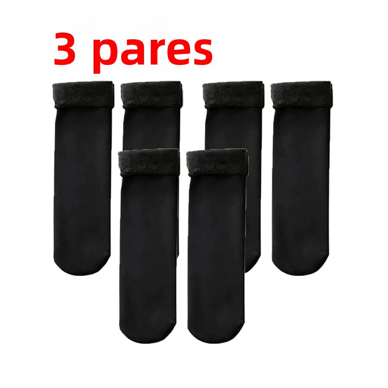 TK Calcetines De Invierno Para Mujer 1-4 Pares Cómodos Y Elásticos Calor Sólidos Gruesos Térmicos Negro Sin Costuras Suaves De Veludo Calcetines Bajo