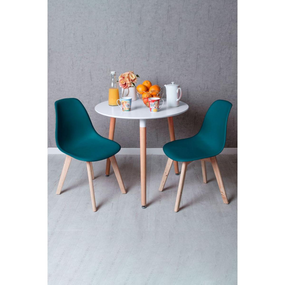 Regalos Miguel - Conjuntos de mesa y sillas - Conjunto Mesa Tower Redonda 80 cm Blanca y Pack 2 Sillas Kelen - Amarillo