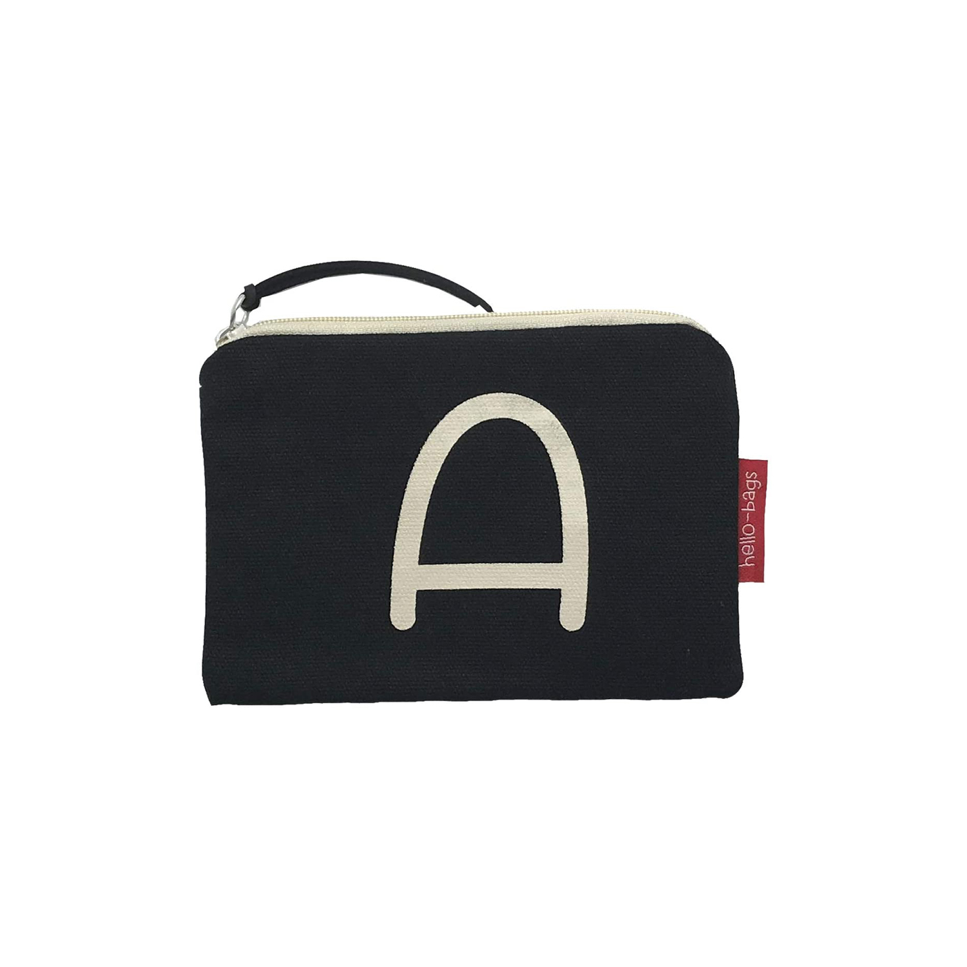Hello-Bags. Bolso Monedero / Billetero / Tarjetero con cremallera y forro interior. Exterior: Algodón 100%. Incluye sobre kraft de regalo. Modelo: "A". Crudo / Negro. 14x10 cm.