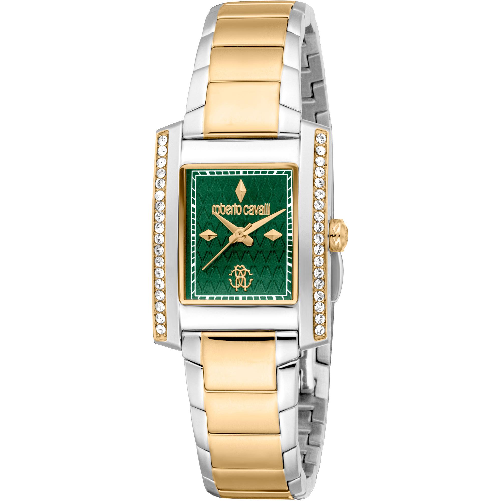 Reloj De Pulsera Roberto Cavalli Roberto Cavalli Lady - Rc5L120M0095 Correa Color: Oro Amarillo Gris Plata Dial Verde Botella Mujer