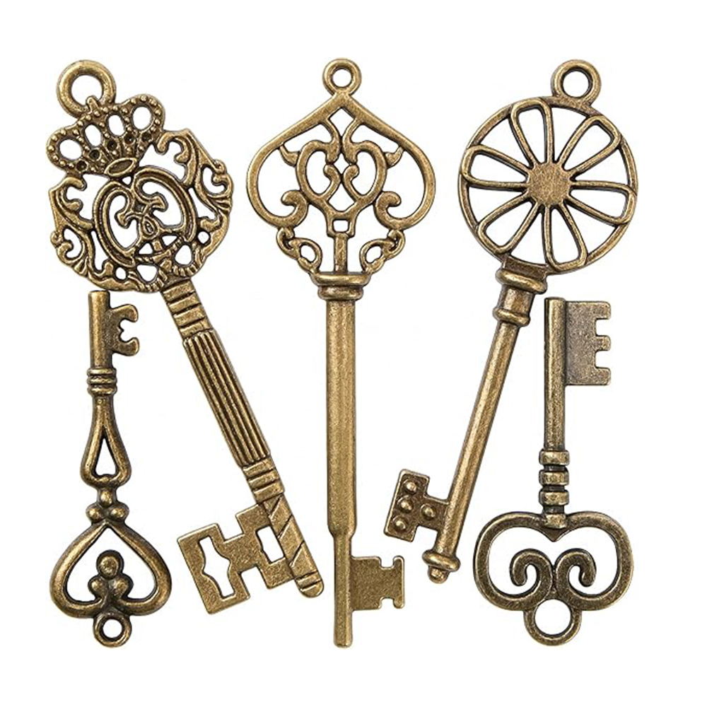 Kit 24 llaves colgantes para llaveros, collares y manualidades. Llaves antiguas en bronce para decoración
