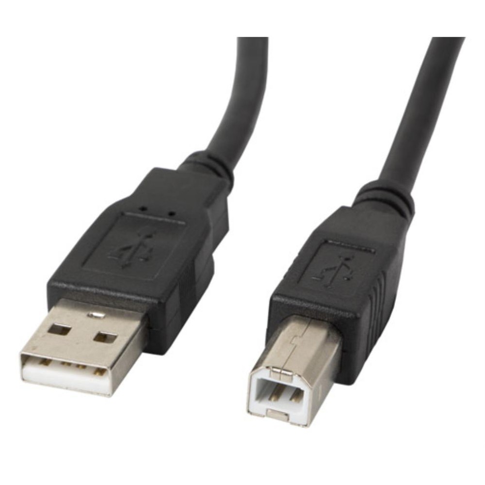 Lanberg - Cable USB-A a USB-B Macho/Macho 1.8 m Negro CA-USBA-10CC-0018-BK para impresoras, escáneres y periféricos con conectores chapados en oro y transferencia USB 2.0 hasta 0.48 Gbit/s