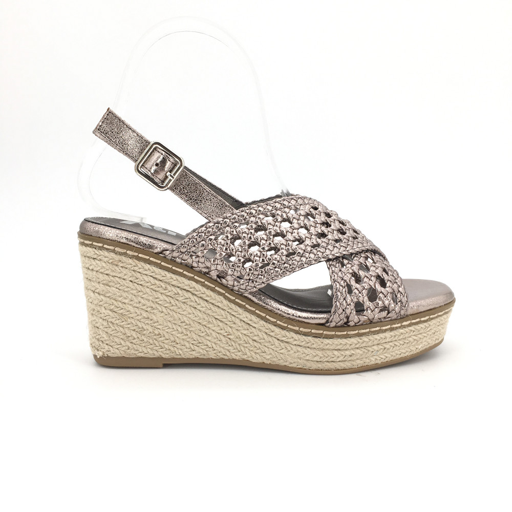 Sandalia Xti para mujer, mod.142746, Sandalia cuña alta de cáñamo con buena sujeción