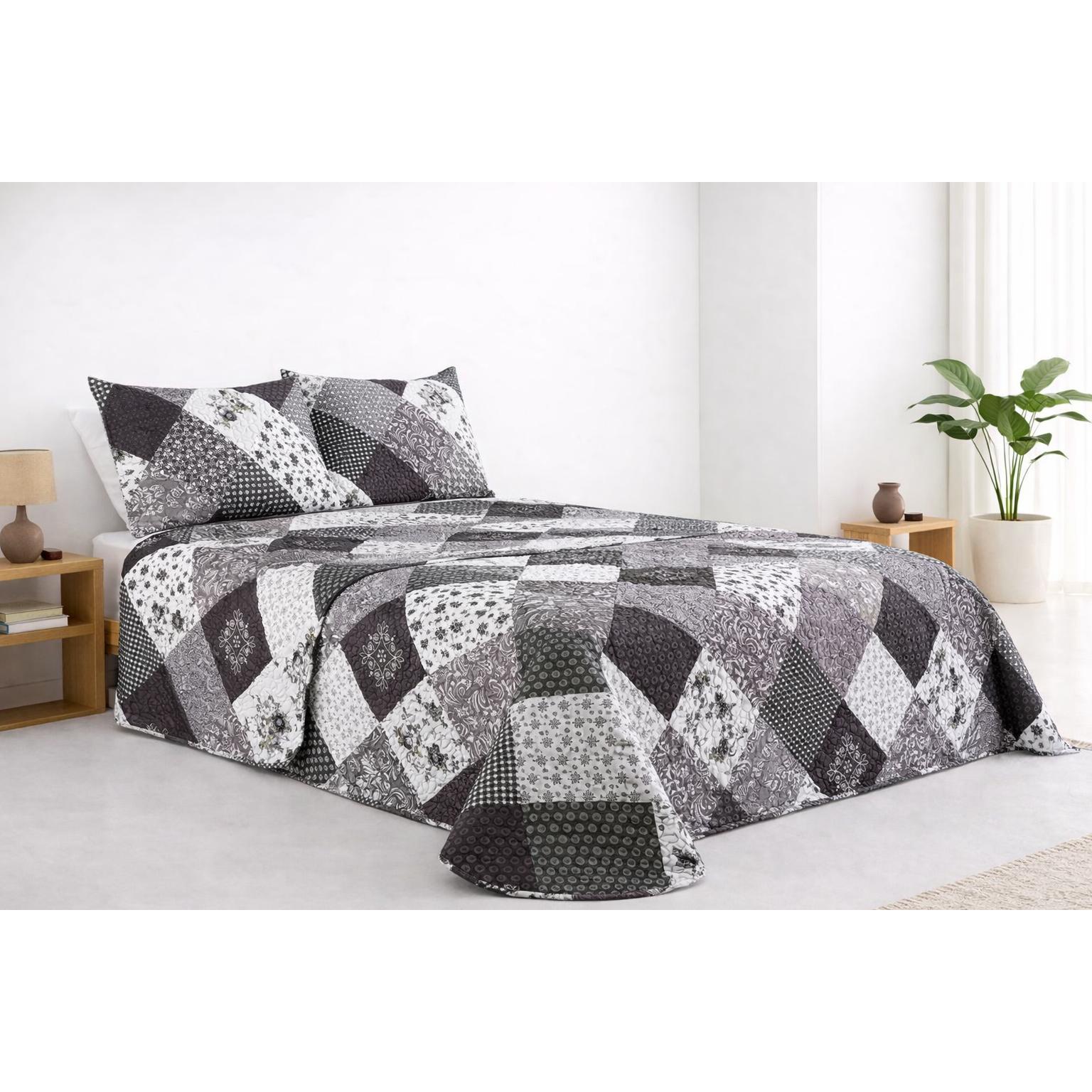 Colcha Bouti Estampado para Verano y Entretiempo, Colcha para Cama 100% Poliester, Colcha Cubre Cama para Cama 90/105/135/150/180cm, Suave, Blanco con Funda de Cojin 45x70cm. ✅ Entrega en 48-72h