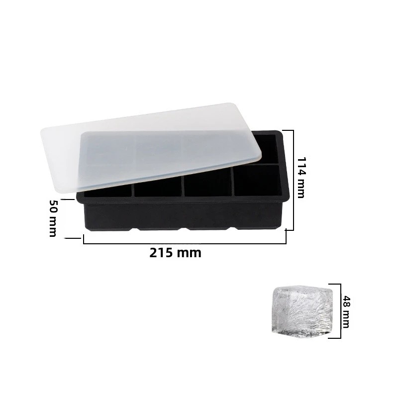 Molde De Hielo De Silicona Para Cubitos Grandes Con Tapa Múltiples Usos Para Whiskey Y Cocktails JT09