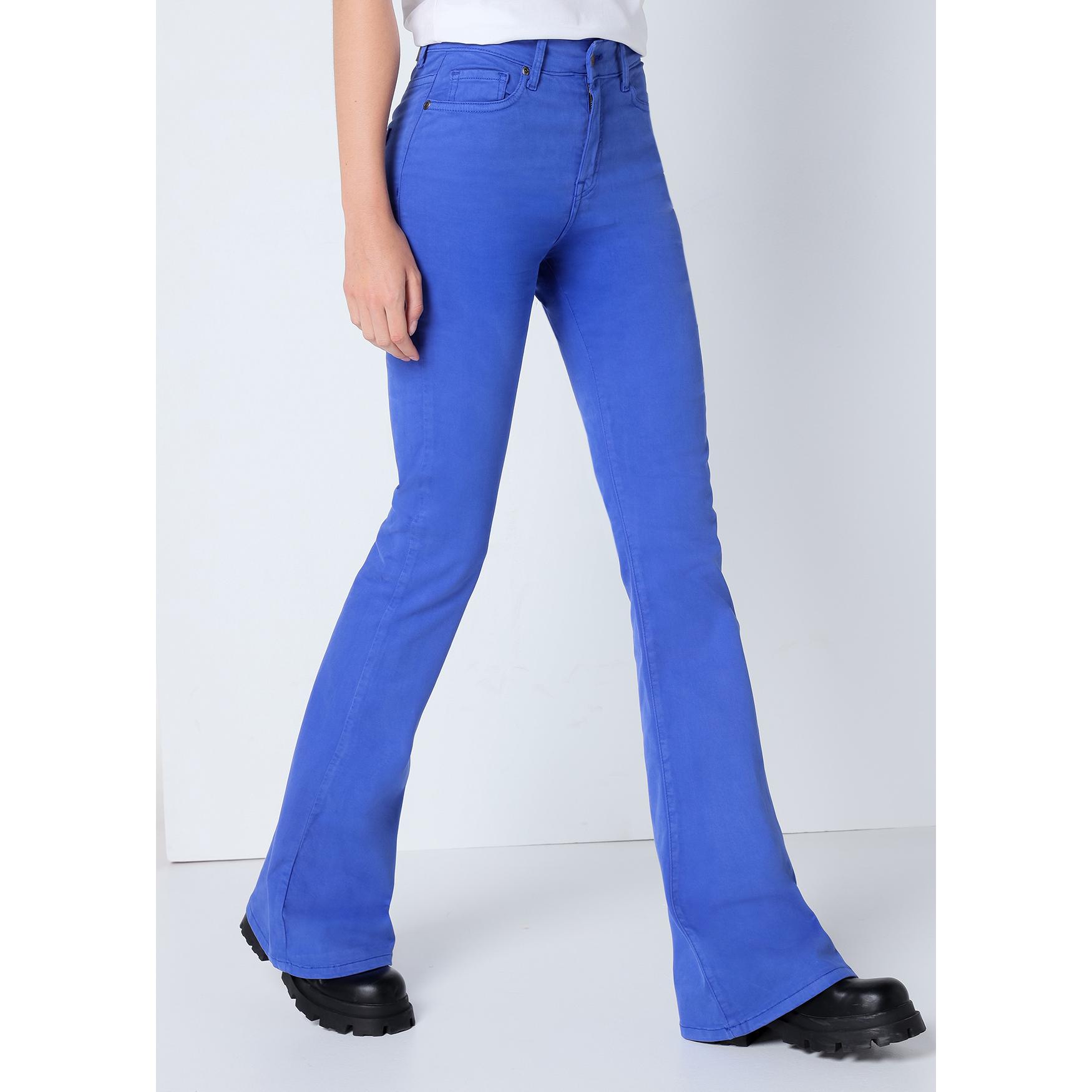 CIMARRON - CARLA HELEN - Pantalon color cintura muy alta - Flare - Tiro largo- Tallaje en Pulgadas