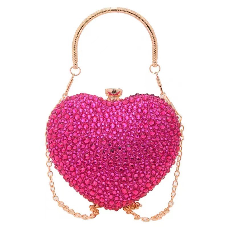 Mini monedero en forma de corazón, bolsos y bolsos de San Valentín, bolso de noche con diamantes de imitación para mujer