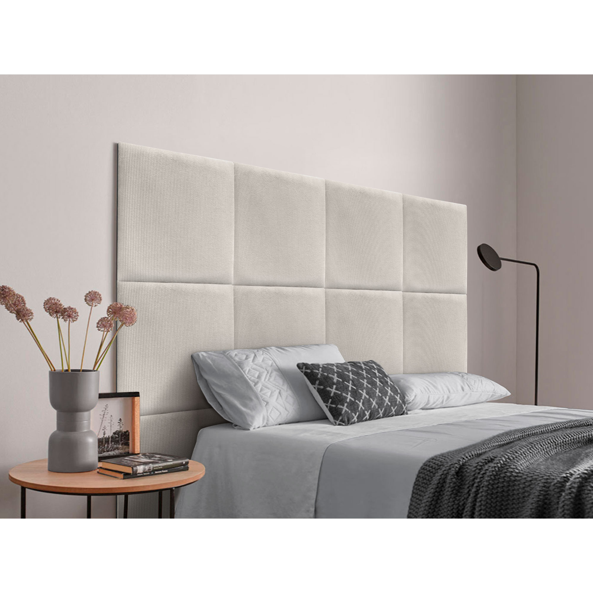 DHOME Cabecero Tapizado Compuesto de Paneles Autoadhesivos Intercambiables de Pana Premium Cama Lujo Dormitorio Acolchado Segunda Gama de Colores