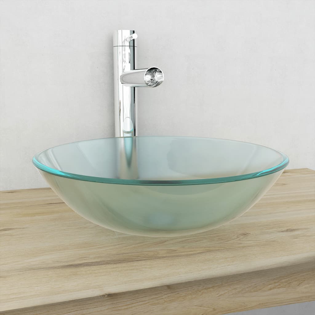 vidaXL Lavabo Vidrio Templado 42 cm Esmerilado Fregadero Fontanería Bricolaje Color del lavabo Esmerilado, Marrón, Dorado y mas