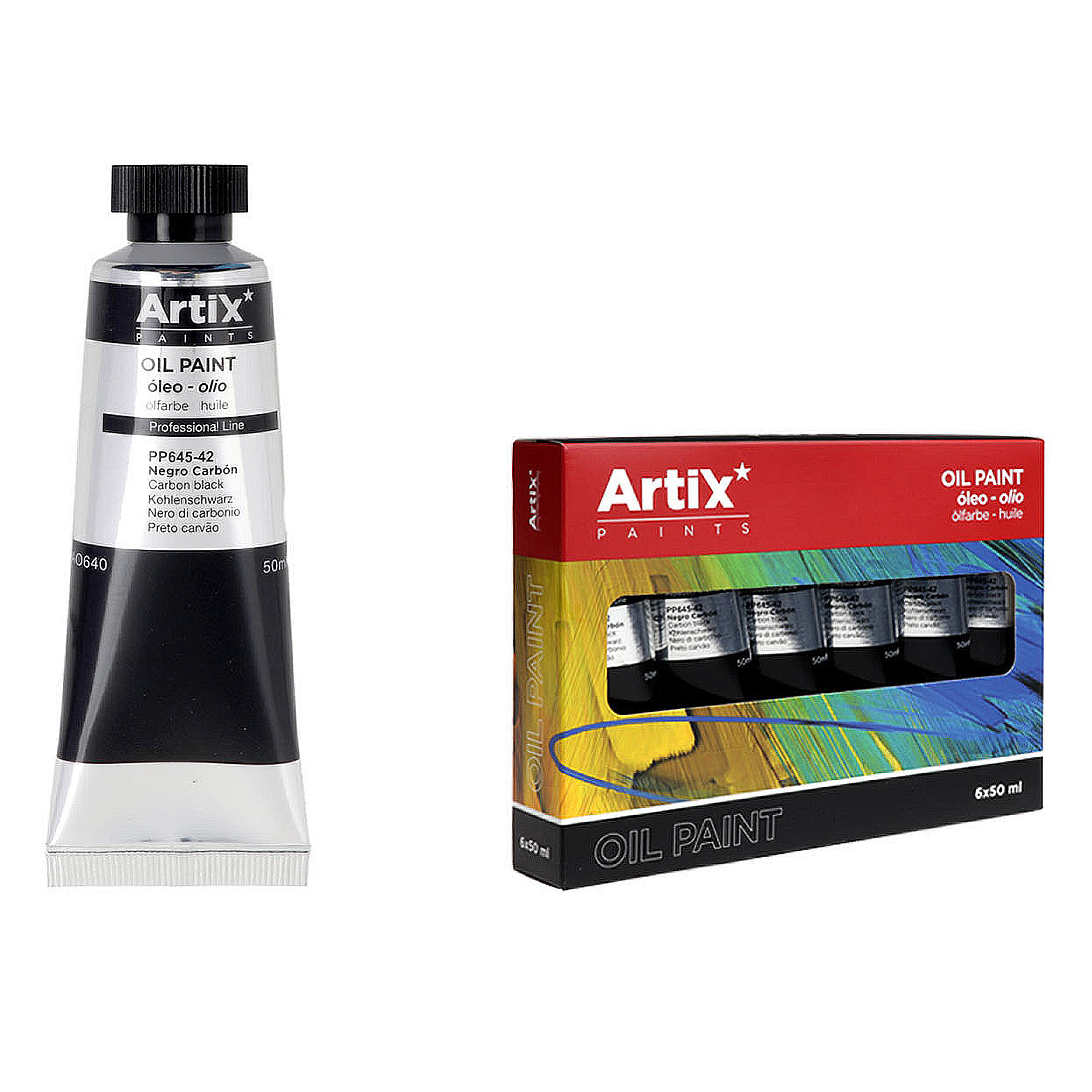 DAM Pack 6 uds PINTURA AL ÓLEO EXPERT 50 ml NEGRO CARBÓN Color: Negro