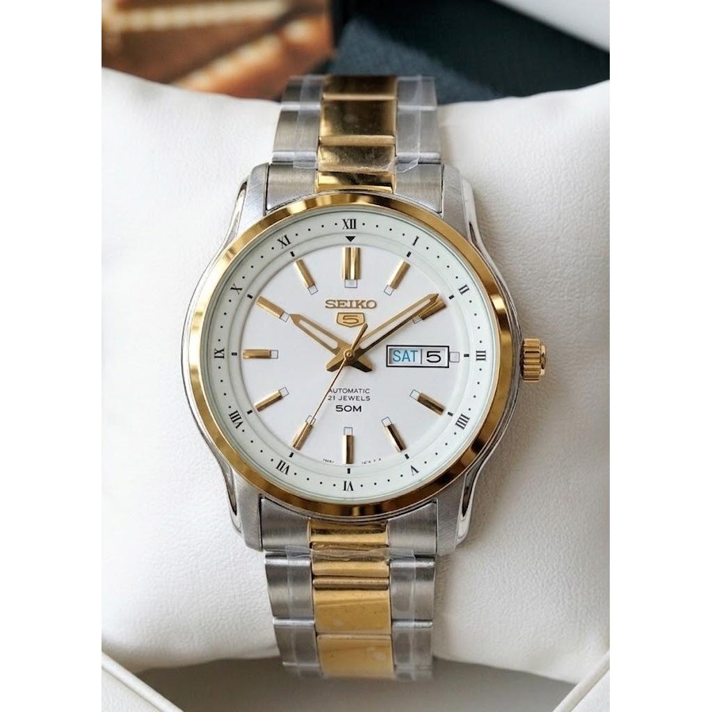 reloj automático hombre Seiko 5 SNKP14K1 Bitono 42mm 50m WR correa de acero cal. 7s026