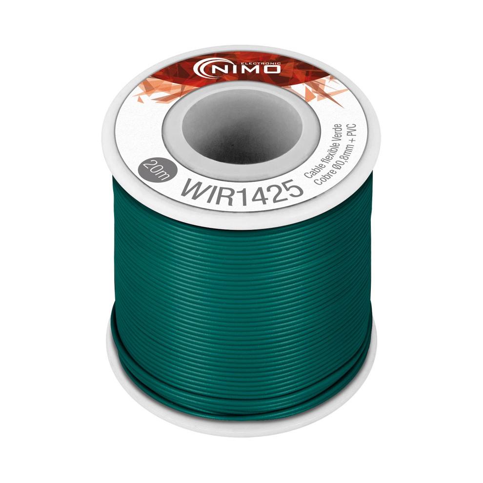 Cable flexible 0,8mm, cobre estañado, Verde 20m