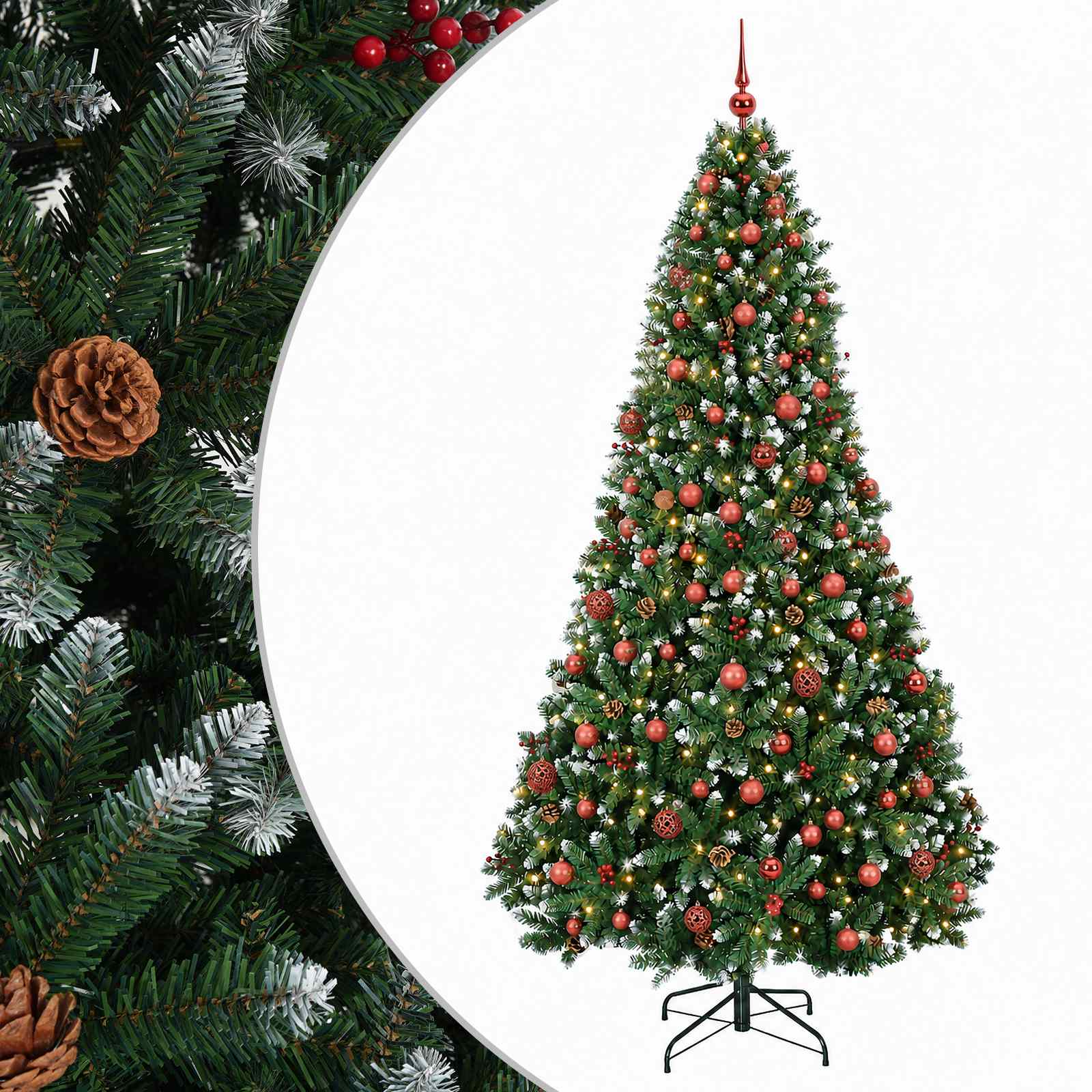 vidaXL Árbol de Navidad artificial verde con bolas 210 cm 300 LED