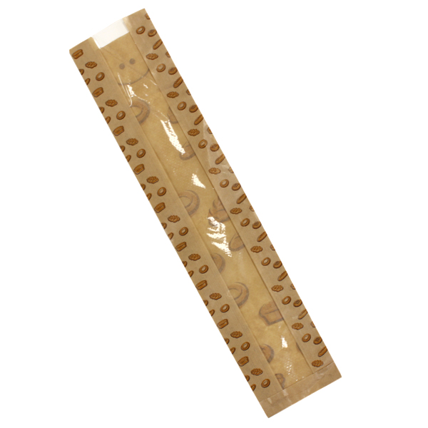 MONOUSO | Bolsa de Papel Kraft Ventana "Panes" 14+7x55cm (125 Uds)
