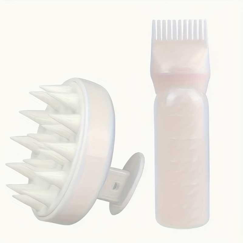 TK Set De 2 Peine De Silicona Con Aplicador De Raíces Y Botella Para Aceite De Cabello Peine De Shampoo De Estilo De Peluquería Para El Salón