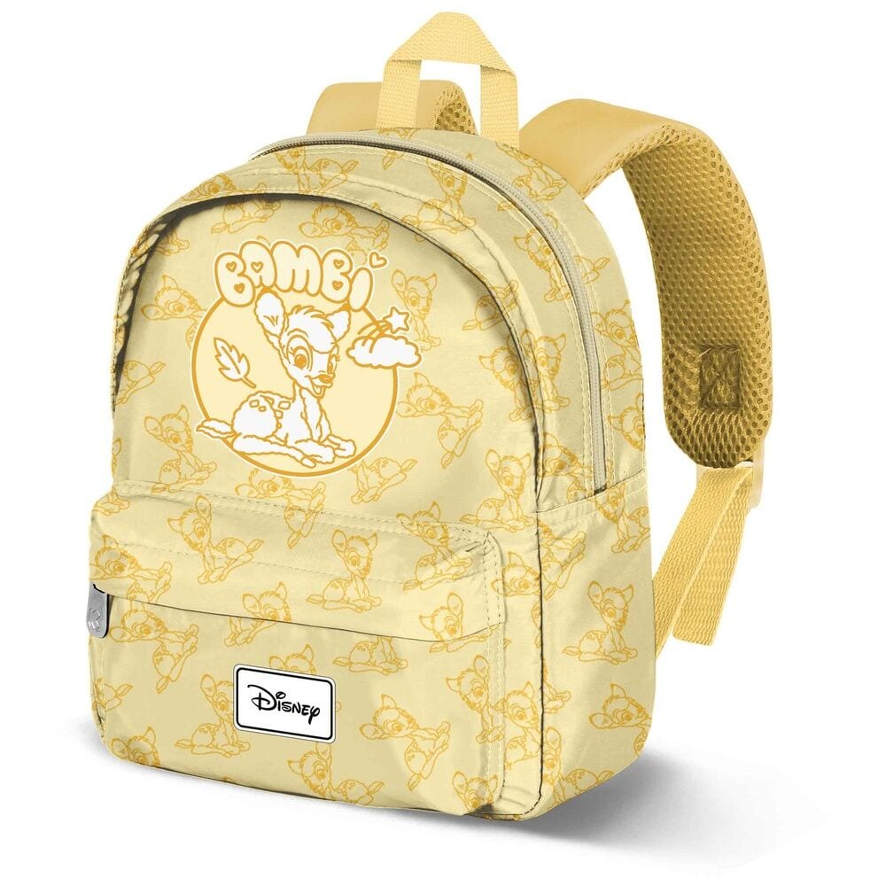 Mochila Infantil Bambi Disney, Preescolar Ligera, 22x27x9 cm, 1 Compartimento con Cremallera y Bolsillo Frontal, Tirantes Acolchados, para Guarderia y Viaje, Amarillo