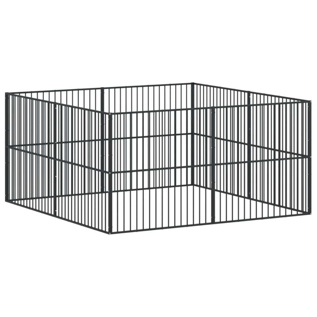 vidaXL Corralito para Perros con paneles Jaula Caseta Acero Galvanizado Negro Dimensiones 100x100x100 cm (4 paneles),  200x200x100 cm (8 paneles),  300x300x100 cm (12 paneles) y mas