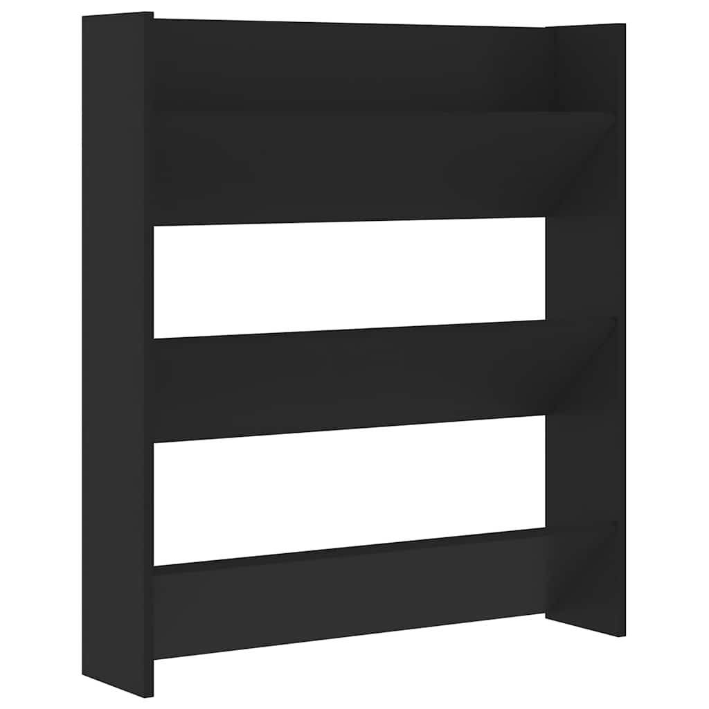 vidaXL Zapatero de pared madera contrachapada negro 80x18x90 cm