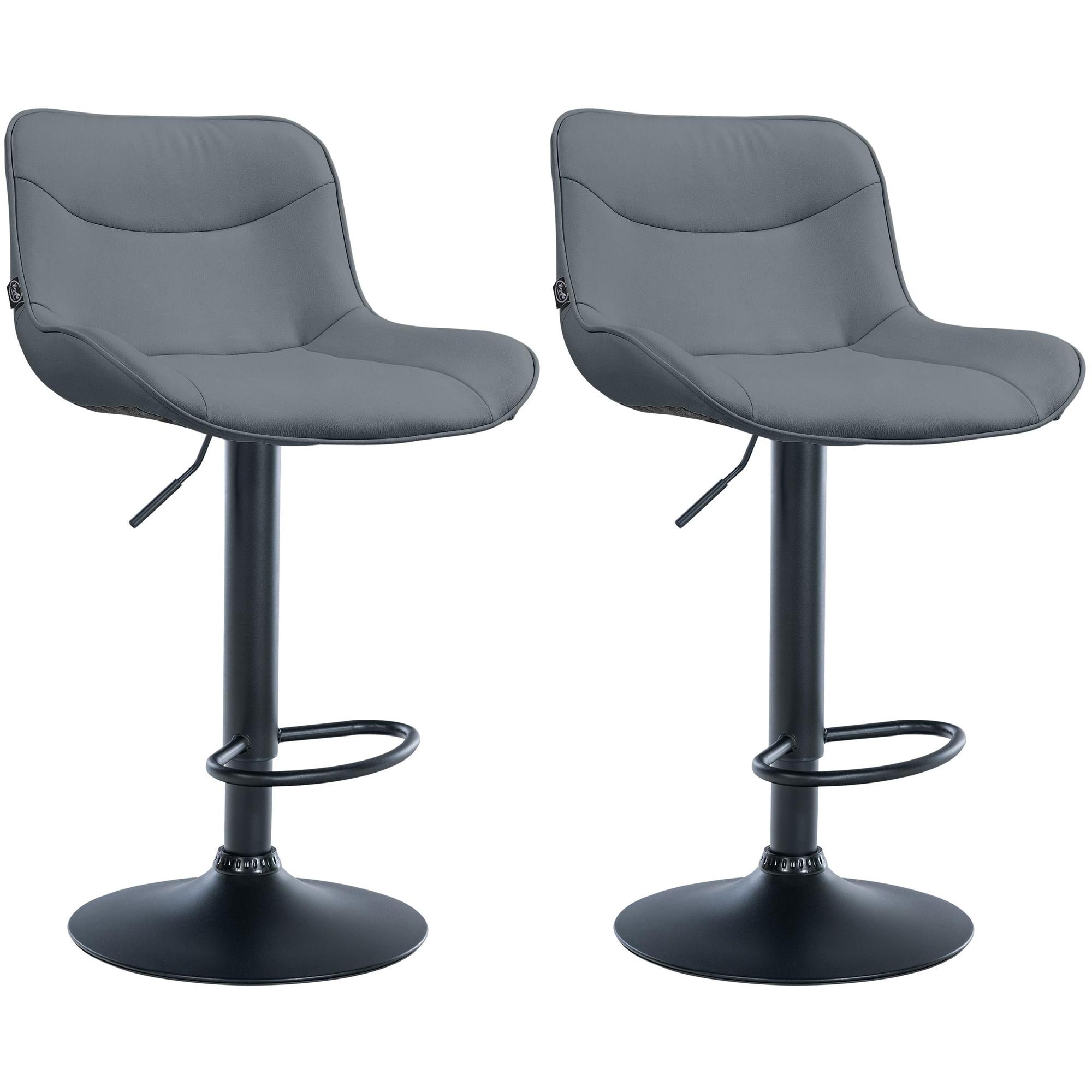 Juego de 2 taburetes de bar Vonore en polipiel Gris,Negro