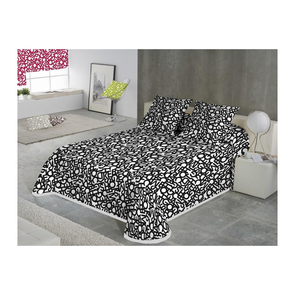 SABANALIA - Colcha estampada Letras (Disponible en varios tamaños y colores) | Colcha ideal para primavera y verano | Producto ligero y decorativo
