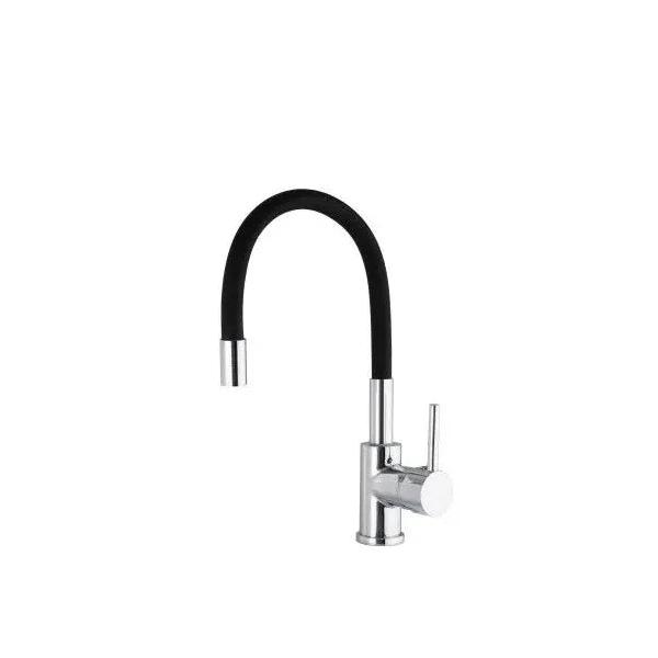 VALAZ Gaya Grifo de cocina monomando con caño flexible fabricado en latón de color cromado y negro