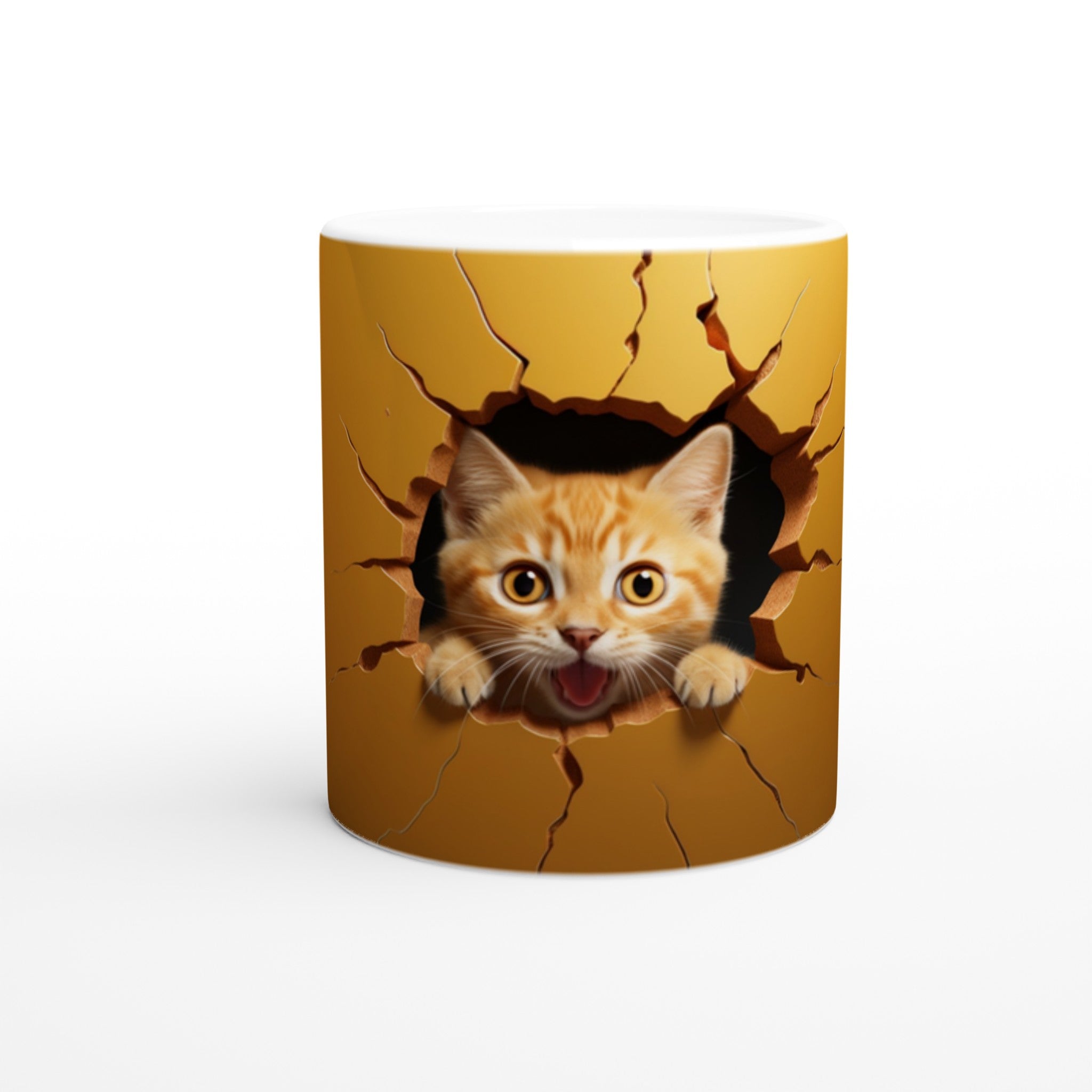 Taza de Cerámica en 3D de Gato | Apta para Microondas y Lavavajillas | 11 oz | Diseño Felino Elegante y Misterioso