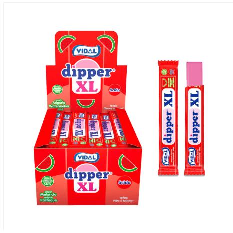 VIDAL Dipper XL Sabor a Sandía estuche 1 Kg 100 uds aprox. sin gluten producto original de Vidal sabor de confianza