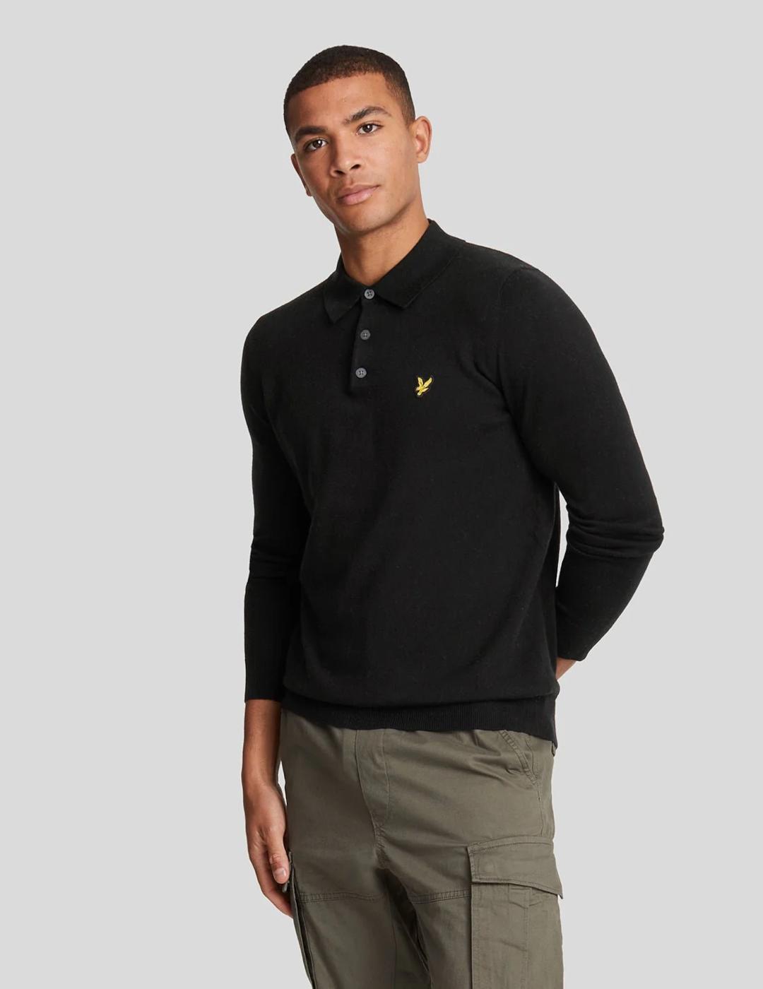 LYLE&SCOTT POLO M/L NEGRA MERINO