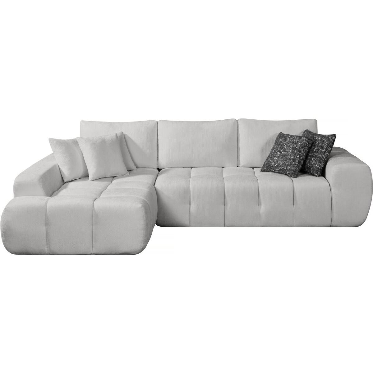 Habitat y Jardin - Sofá esquinero recto de tela estilo <<bubble>> <<Sidonie>> - 4 plazas - Beige