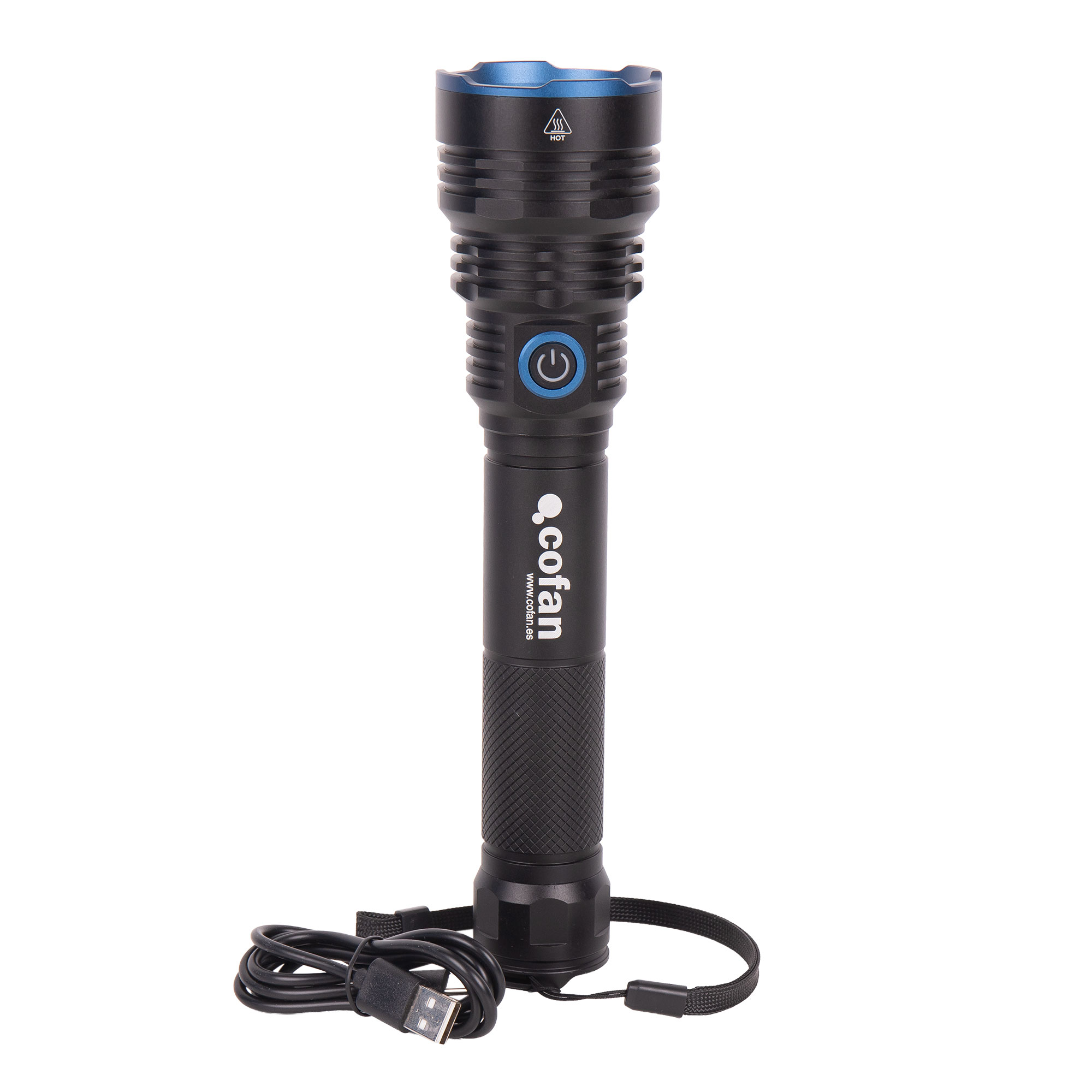 Cofan Linterna LED Recargable Alta Potencia, 10.000 o 18.000 LM, 6 Modos, Linterna Recargable USB-C, Protección IP44,