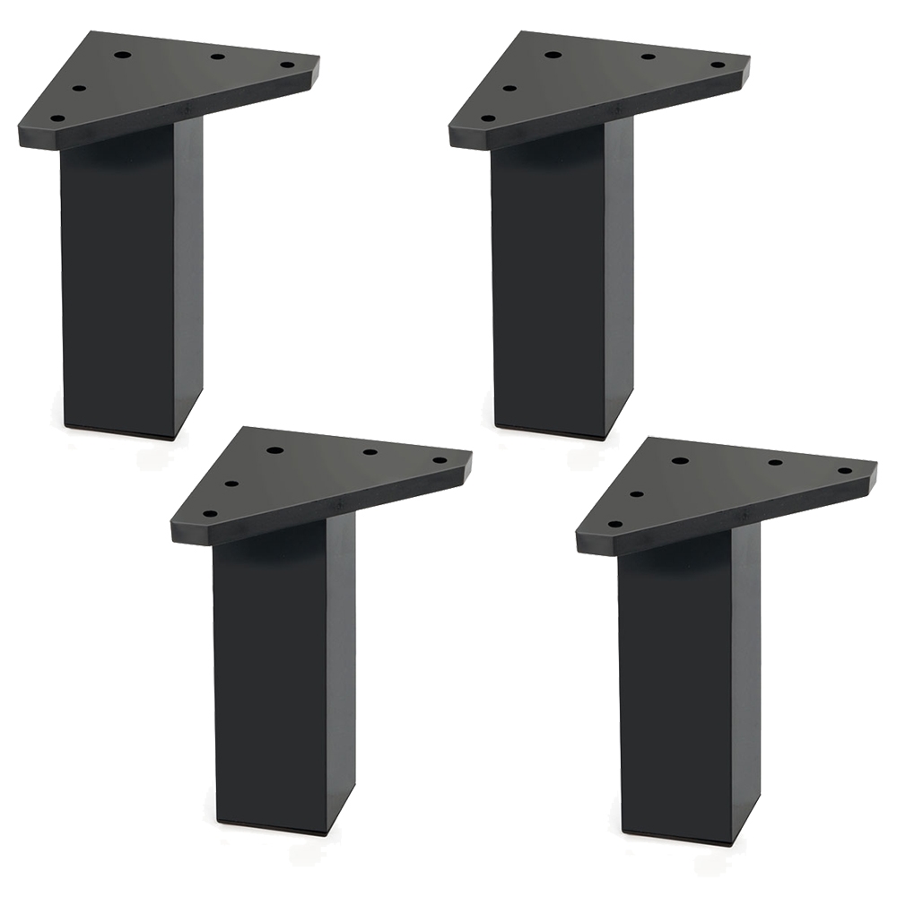 4 un. Pata pie cuadrada para Mueble en resina plastica ABS ANTIHUMEDAD 40x40mm altura 120mm negro