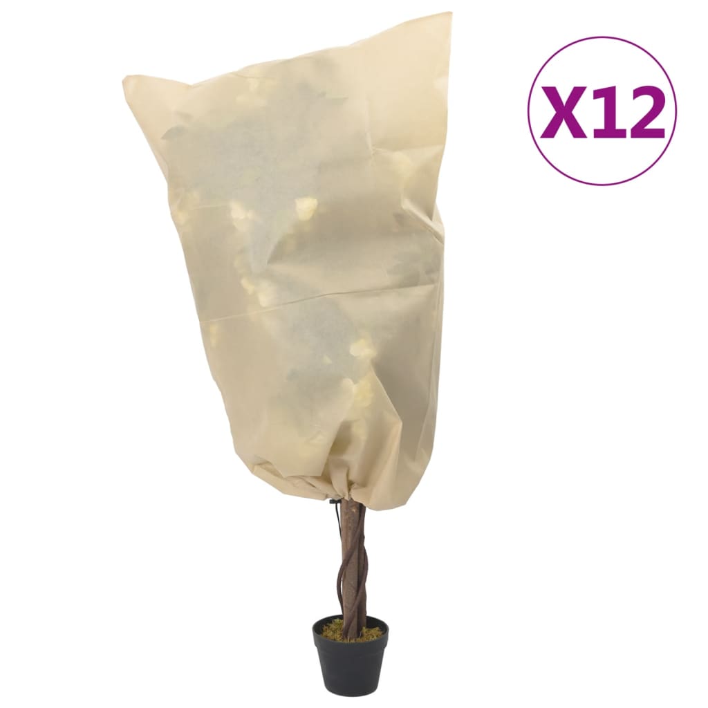 vidaXL Cubiertas para Plantas con Cordón Fundas Vellón 12 uds 70 g/m² 0,8x0,8 m Color Beige,  Verde,  Blanco y mas