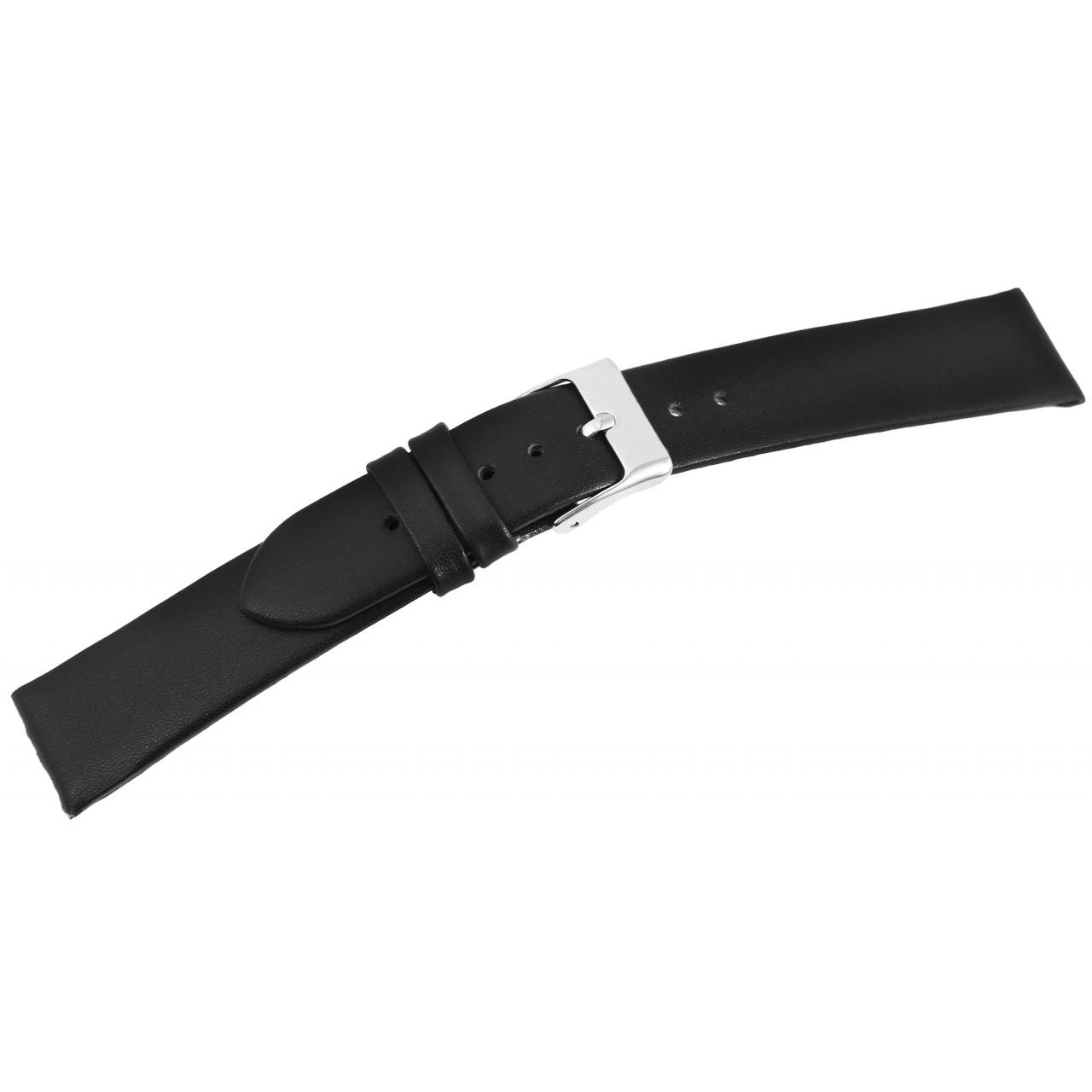 Bracelete para Reloj em Pele Genuína Preto 22 mm