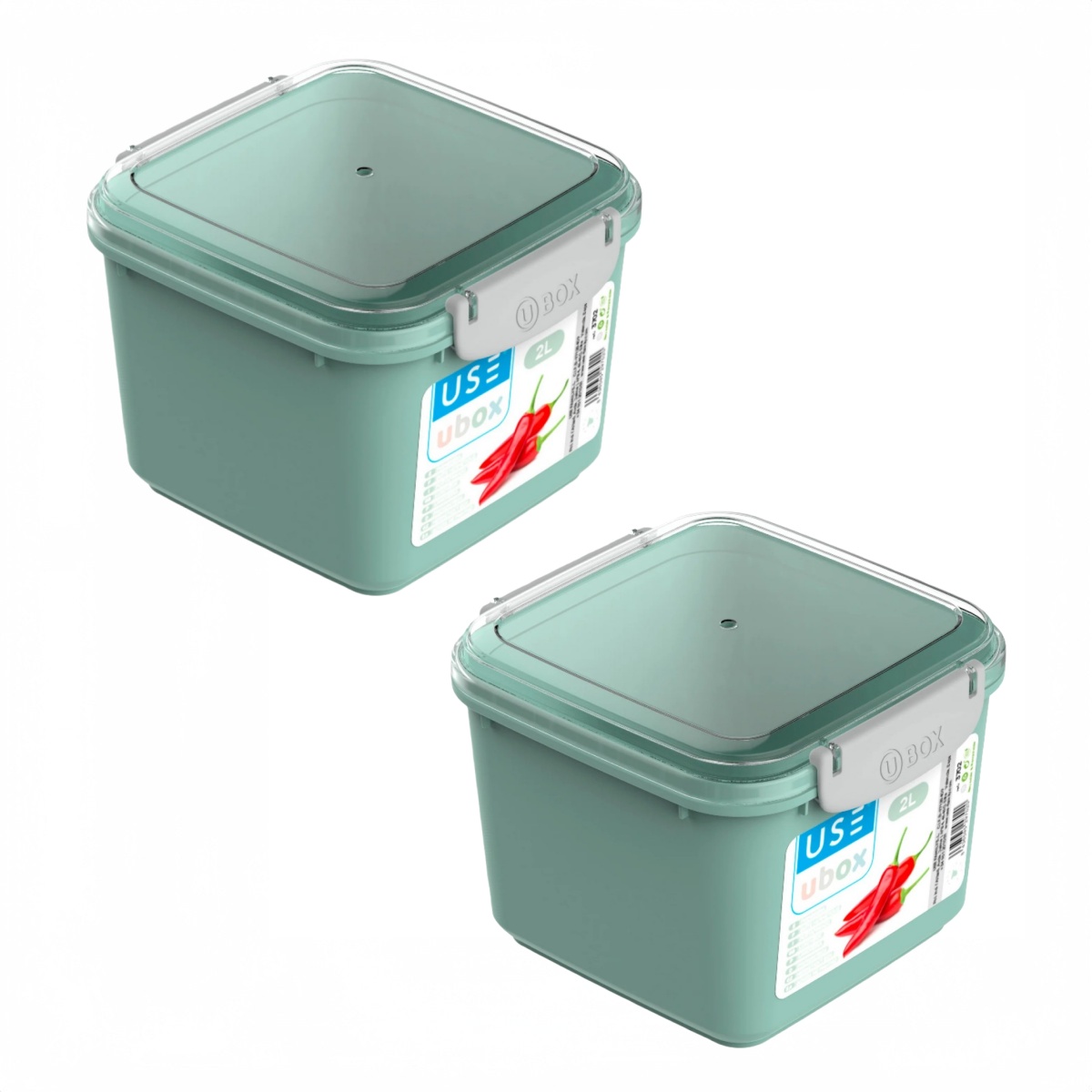 ZYLX SHOPPING – Set 2 Cajas Herméticas UBOX | 8 Tamaños | 5 Colores | Cierre Clip y Tapa Hermética