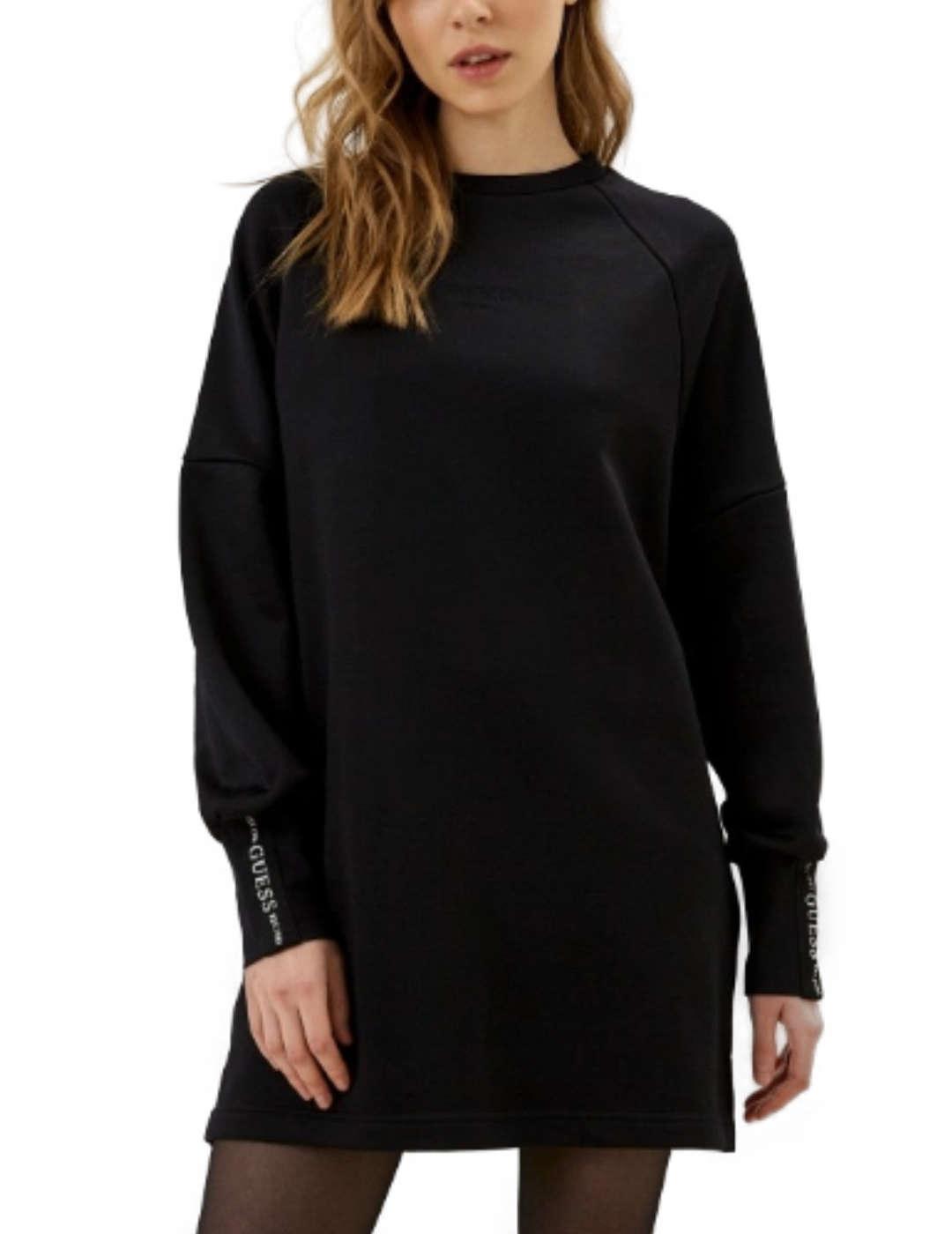 Vestido Guess Carmina negro manga larga para mujer