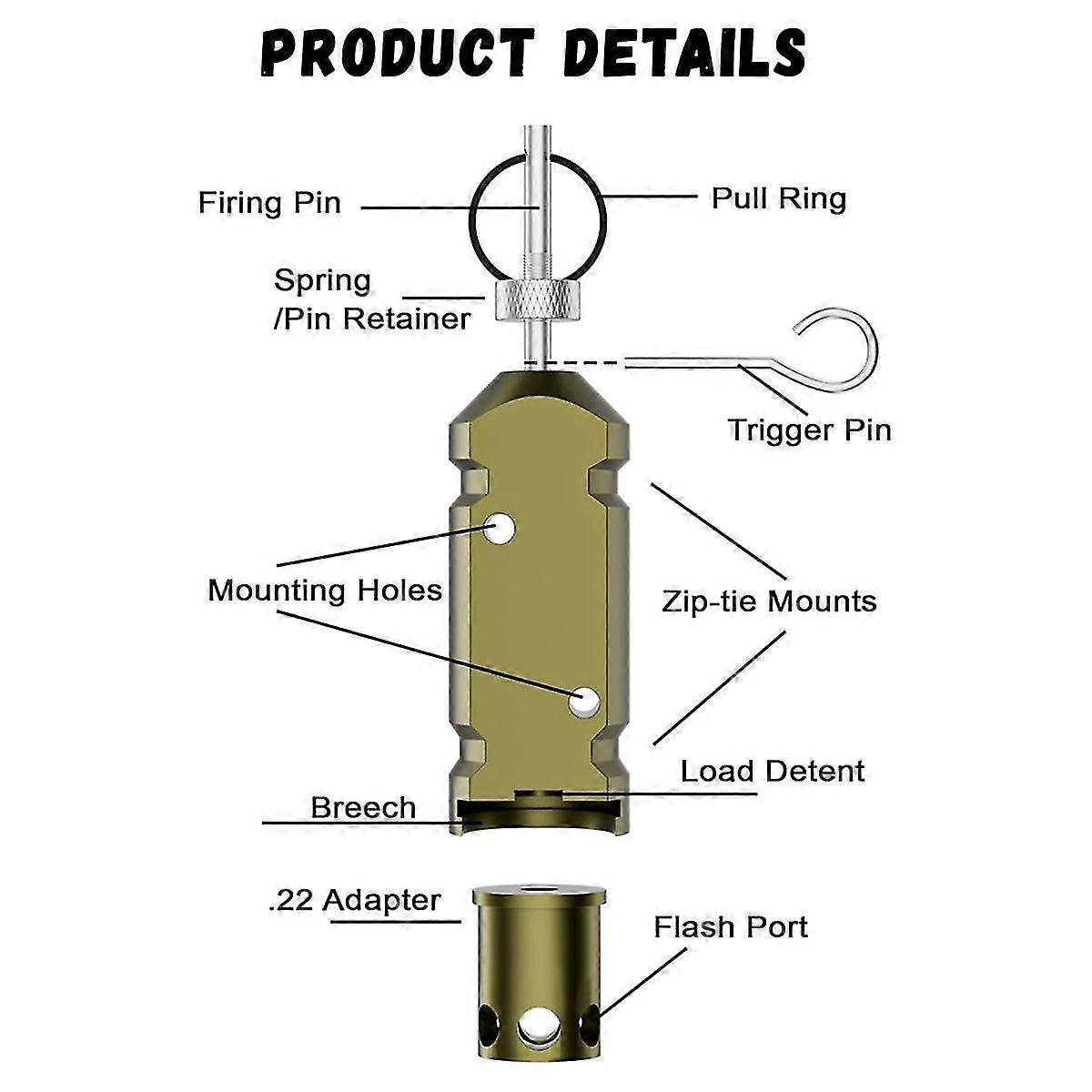 TK Perimeter Trip Alarm 12 Gauge Camp Trip Wire Alarm Device with .22 Option Early Warning Security Sy-Good